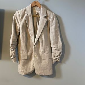 Michael Kors Women’s Linen Blazer Scrunched sleeves 2 button